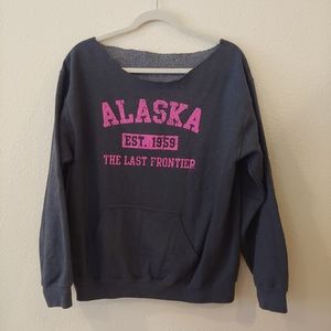 Alaska Sweatshirt Hot Pink Dark Gray Chic Neckline
